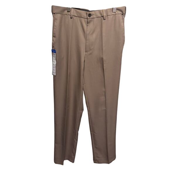Haggar Men's Khaki Classic Fit Cool 18 Pro Dress Pants Flat Front 34W x 34L - Picture 4 of 12